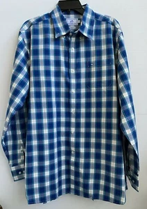 Camisa de vestir Southern Tide a cuadros con botones azul blanco ajuste clásico talla L - Imagen 1 de 4