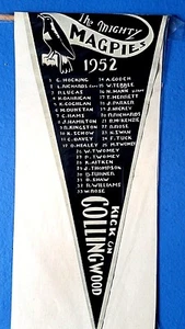 Urracas Collingwood 1952 bandera/banderín The Mighty Urracas raras - Imagen 1 de 1