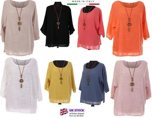 Italian Ladies Lagenlook Tunic Quirky Top Womens Casual Wear Shirt Plain Stylish - Picture 1 of 59