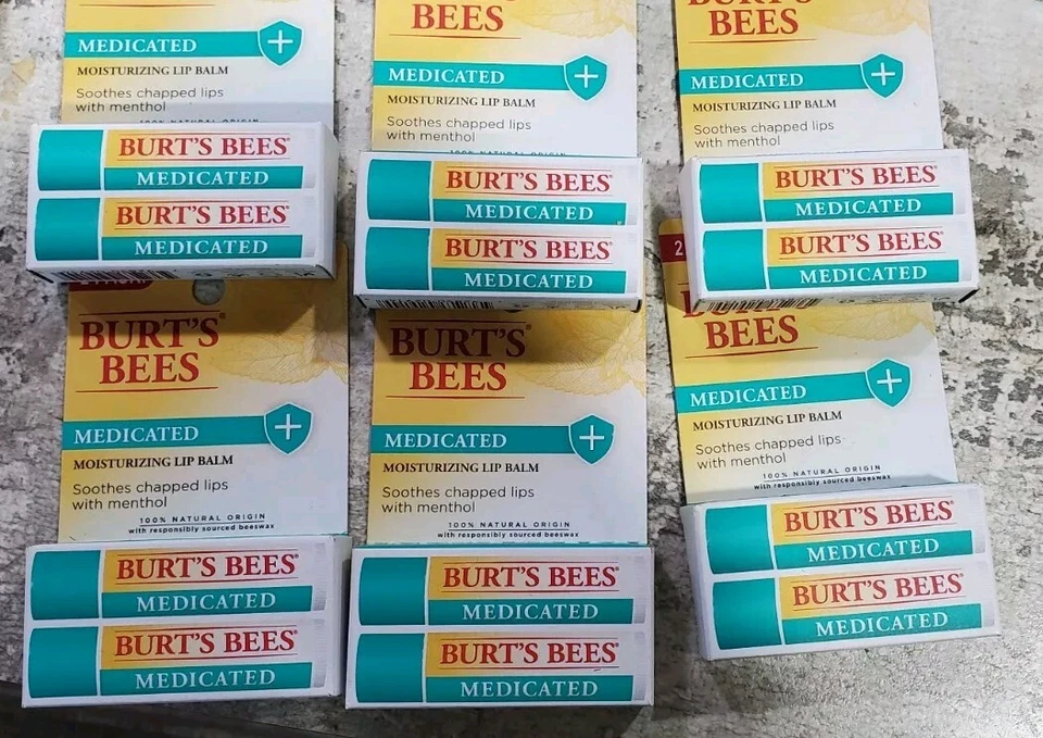 Burt's Bees 100 Natural Medicated Moisturizing Lip Balm With Menthol & Eucalyptus - 2 Tubes