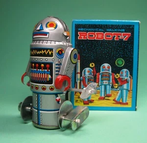 MECHANICAL WIND-UP ROBOT 7 ALTER ROBOTER EARLY 90s RE-EDITION IN ORIG. BOX ***** - Picture 1 of 4