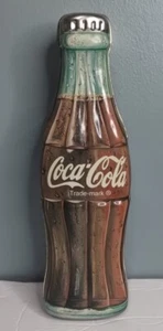 Vintage 1990's Coca Cola Tin Embossed Coke Bottle Shaped Container 9.5" - Picture 1 of 7