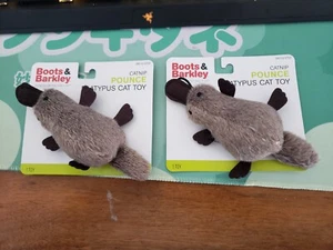 2 Pack of Boots and & Barkley Catnip Pounce Platypus Cat Toy Brown Small NEW - Picture 1 of 2