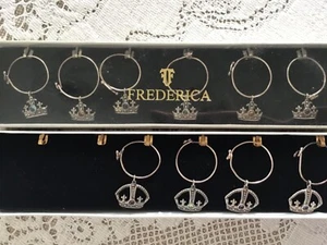 Vintage NEIMAN MARCUS STERLING SILVER Crown Gemstone  Wine Charms (10) - Picture 1 of 5