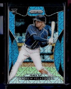 2019 Panini Prizm Blue Mojo Prizm  253 Andrew Velazquez /399 Tampa Bay Rays