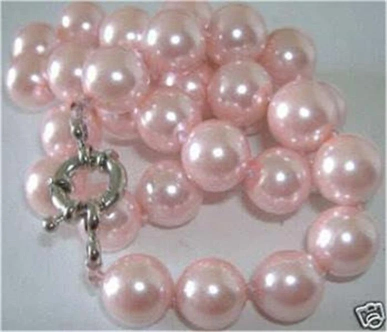 Beautiful! 10mm Pink South Sea Shell Pearl Necklace 18"##HL127     - Image 1 of 1
