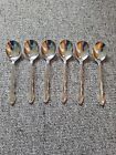 Oneida Flirtation soup spoons, silver plated cutlery, set of six, VGC