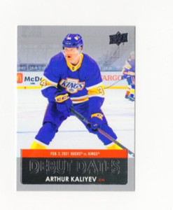 2021-22 Upper Deck Series 1 Arthur Kaliyev #DD-4 Debut Dates Los Angeles Kings