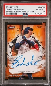 2024 Mejores Autógrafos Refractor Naranja #FABN Brandon Nimmo/25 Gemas Como Nuevo PSA 10 - Imagen 1 de 3