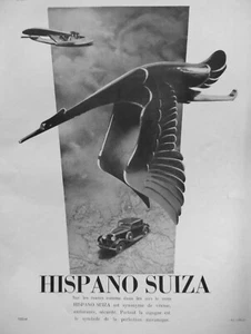 PUBLICITÉ DE PRESSE 1935 LE MOTEUR HISPANO SUIZA SUR LES ROUTES EN DANS LES AIRS - Picture 1 of 1