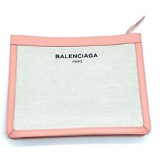 BALENCIAGA Classic Cluch Bag Natural x pink Canvas x Leather 410119
