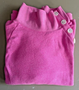 J.CREW Hot Pink Side Button Turtleneck Sweatshirt Size L - Picture 1 of 4