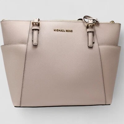 Michael Kors Large Saffiano Soft Pink Leather Jet Set Top-Zip Tote Bag - Image 1 of 4