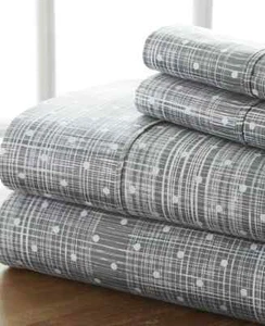 ienjoy Home Ultra Soft Gray Soft Polka Dots Pattern 4-Pc. Sheet Set, King - Picture 1 of 4