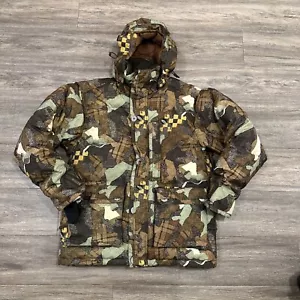 VANS CHECKERBOARD SNOWBOARD Camo Brown JACKET Size M Skateboard Iconic MINT - Picture 1 of 12