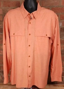 Orvis Shirt Mens XL Orange Peach Trout Bum Vented Long Sleeve Button Down Shirt - Picture 1 of 11