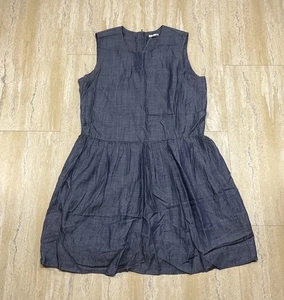Gap Womens Size 14 Dark Chambray Denim Like Blue Tank Dress Sleeveless Zip Back  - Picture 1 of 12