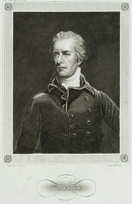 J. HOFFMANN (19.Jhd), Porträt W. Pitt d. J. (1759-1806), Stahlstich Romantik - Bild 1 von 4