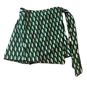 Diane von Furstenberg Rock Damen XXS Grün Geometrisch Wickel Mini Seide Style - Bild 1 von 8