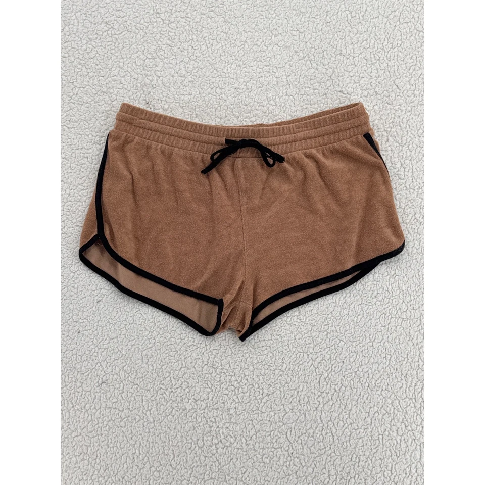 Pantalones Cortos FOREVER 21 Mujer Talla L Tostado Terry Paño Y2K Retro Cordón Cintura Salón Foto 1 de 4