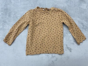 ZARA Kids Mädchen Langarmshirt Größe 3-4Y hellbraun braun schwarz gepunktet Baumwolle - Bild 1 von 7