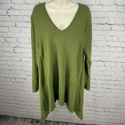 Suéter elástico cuello en V acanalado tejido verde Westbound talla 2X nuevo con etiquetas Foto 1 de 4