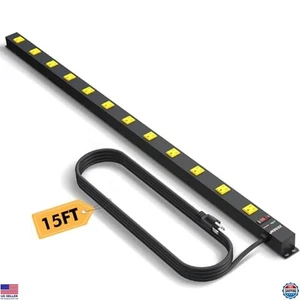 12 Steckdosenleiste 15 Fuß Kabel Schwerlast Überspannungsschutz für Werkstatt & Garage - Bild 1 von 7