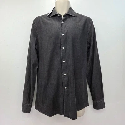 Camisa de mezclilla Reiss Knight para hombre talla mediana negra carbón nueva con etiquetas precio de venta sugerido por el fabricante 85 GBP Foto 1 de 4