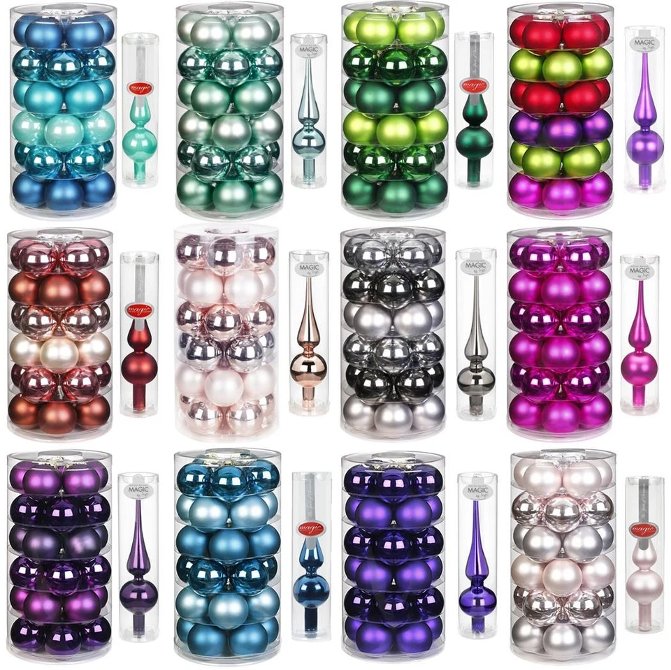 Inge Glas Weihnachtskugeln | 30 Kugeln & Spitze | Christbaumkugeln Baumspitze - Bild 1 von 1