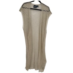 Anthropologie Maeve Metallic Gold Crochet Knit Sleeveless Cardigan Duster Sz: OS - Picture 1 of 12