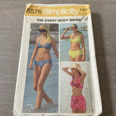 Simplicity 5576 Vintage Swim suit Bikini 2 Piece Pattern 8 10 1973 Retro - Image 1 of 4