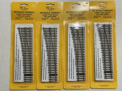 HO Lot of 4 Micro Engineering 14-714 Code 83 Left Hand #5 Lead Ladder Track - Image 1 of 4