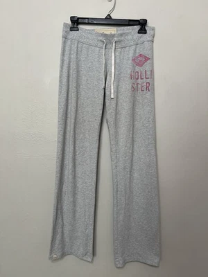 Pantalones deportivos Y2K Hollister tiro ultra bajo gris logotipo acampanado pierna ancha ropa de estar XS Foto 1 de 4