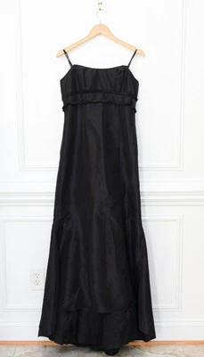 Vestido formal Badgley Mischka de dama de honor negro sin tirantes hasta el suelo talla 10 Foto 1 de 4