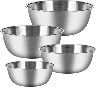 Set Di 4 Ciotole Acciaio Inox Cucina Con 4 Dimensioni (0,7 L/ 1,2 L/ 1,8 L/ 2,5L - Immagine 1 di 4