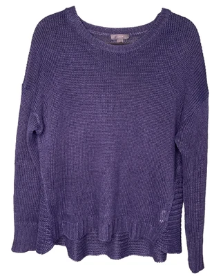 Suéter J Crew Mujer Grande 100% Lino Azul Pullover Playa Tejido Abierto Cuello Redondo Foto 1 de 4