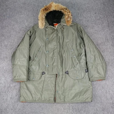 Vintage Woolrich Jacket Mens XL Olive Fur Kodiak Parka N3B Military Coat 70s - Image 1 of 4