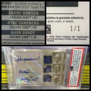 2022 Topps Triple Threads Autograph Relic 1/1 Dawson Sandberg Grace PSA 10 - Picture 1 of 13