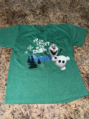 Boys Size 5 Disney Frozen Olaf Green Short Sleeve Tee - Image 1 of 4