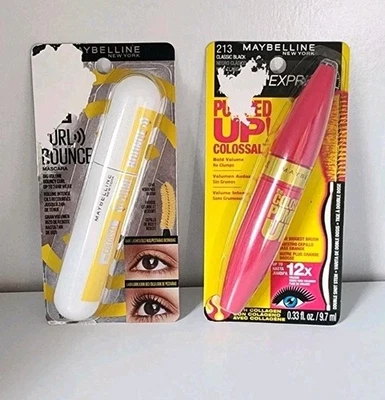 Lot Of 2 Make-up Maybelline Mascara New Package Damage Color Black  - Image 1 of 4