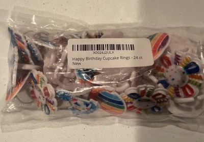 生日快乐蛋糕戒指全新 24 个气球五颜六色的派对帽子 — 第 1/4 张图片