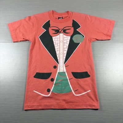 Vintage Fruit of the Loom Shirt Mens Small Pink Tuxedo Graphic Made USA 90s - Изображение 1 из 4