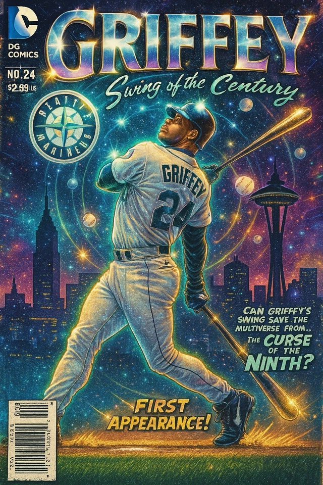 Ken Griffey Jr. Custom Comic Poster Image 12X8IN Metal Sign Vintage Shirt Kx - Image 1 of 4
