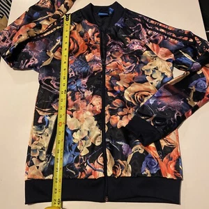 Adidas Youth Floral High Fashion Print Track Jacket 13-14 L |Women’s Sm Measured - Picture 1 of 7