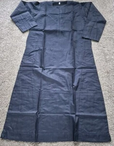 Mens Thobe Emarati Jubbah Distasha Kandoora Cotton - Charcoal Grey Size 52 to 60 - Picture 1 of 7