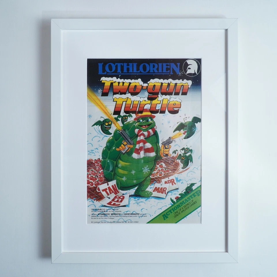 Vintage TWO-GUN TURTLE Computer Game Ad : ZX Spectrum 1984 - New Frame 30x40cm - Image 1 of 1