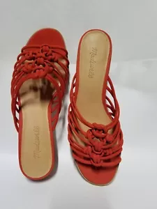 Madewell Dakota Sandals Slides Women’s Knotted Strappy Orange Suede Size 8.5 - Picture 1 of 6