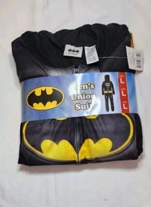 Batman Union Suit One Piece Fleece Pajamas Black Costume Men’s Large NWT - Picture 1 of 5