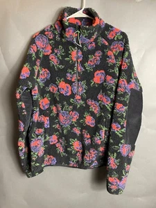 Urban Outfitters multicolorBlack Rose Floral Full Zip Sherpa Small S - Picture 1 of 7