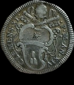 Pope Clement XI Silver Giulio. Rome mint, 1700-1721 AD. Papal State.  Very Rare  - Picture 1 of 2